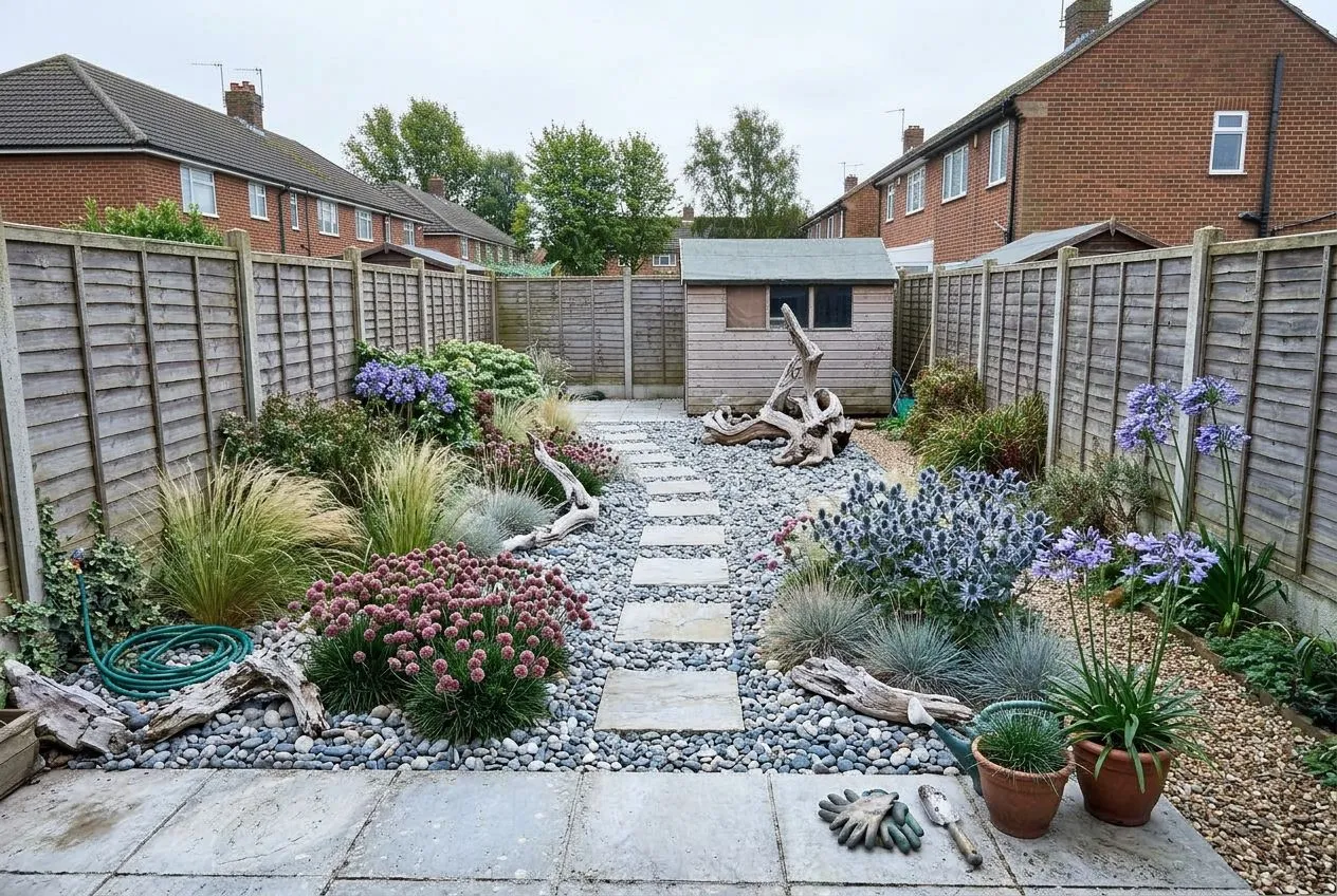 Back Garden redesigned in the Coastal garden style
