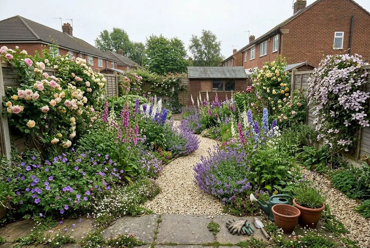 Back Garden redesigned in the English Cottage garden style