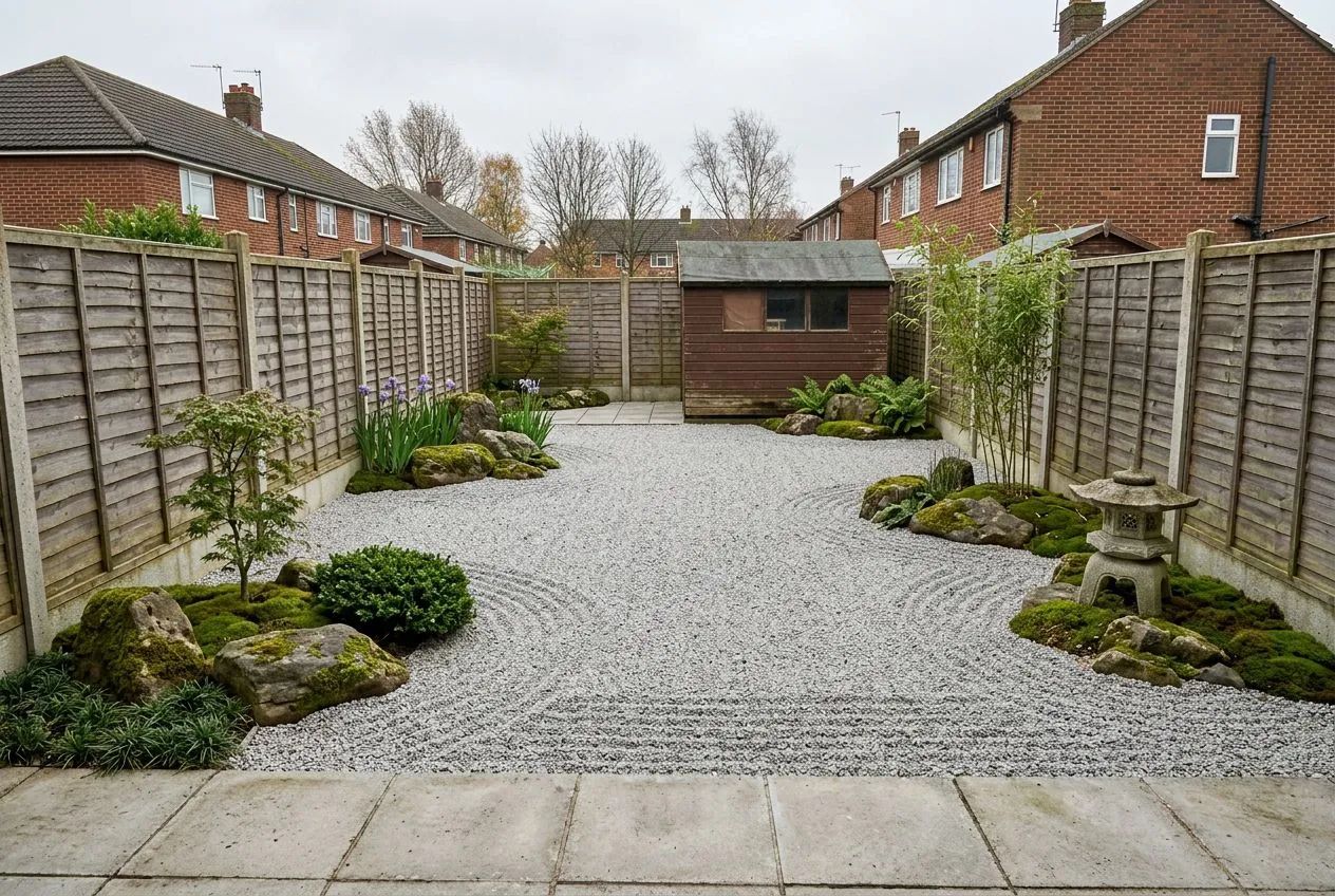Back Garden redesigned in the Japanese Zen garden style