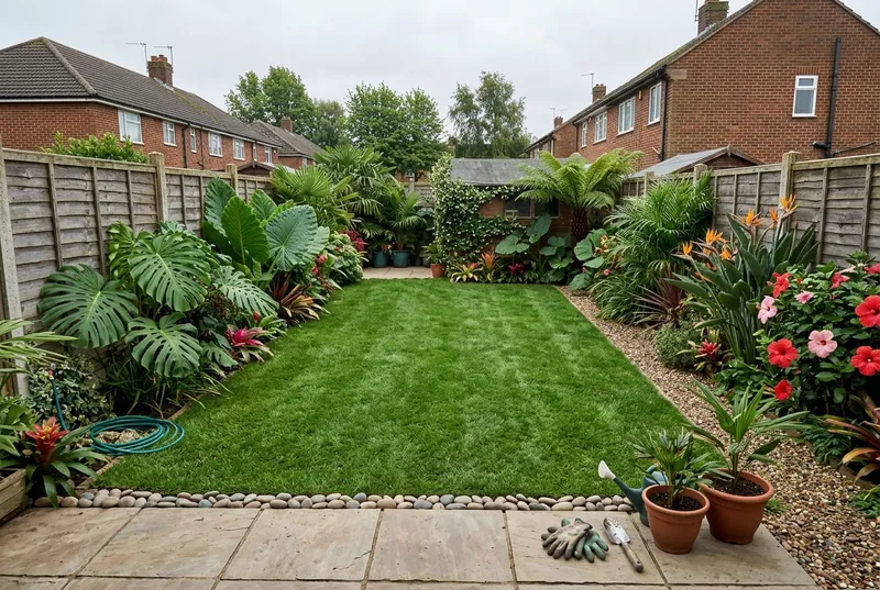 Back Garden redesigned in the Tropical Paradise garden style