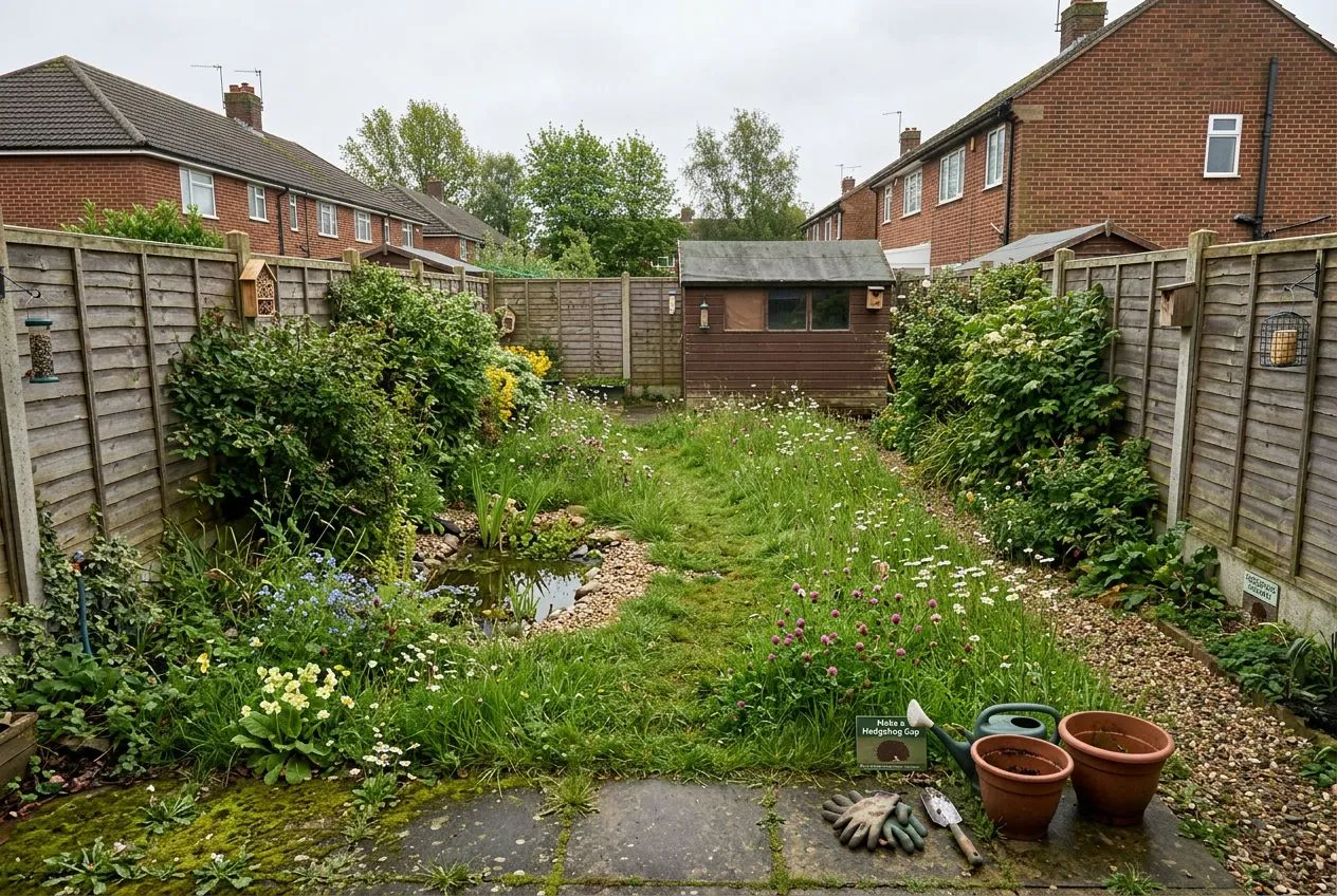 Back Garden redesigned in the Wildlife-Friendly garden style