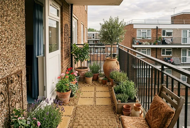 Balcony Garden redesigned in the Mediterranean garden style