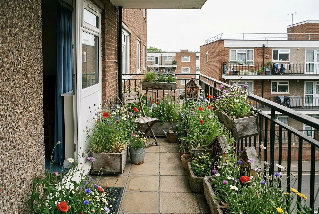 Balcony Garden redesigned in the Wildflower Meadow garden style