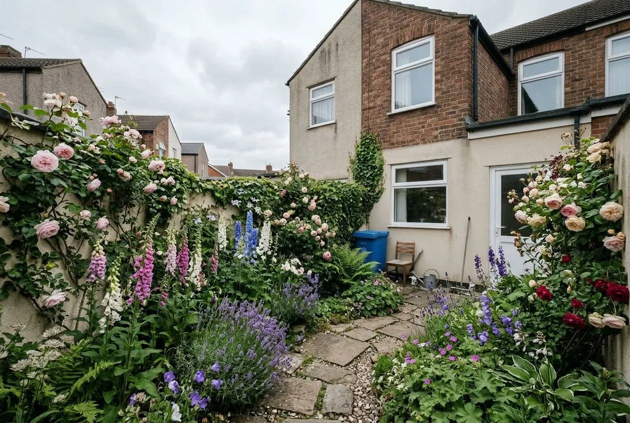 Courtyard Garden redesigned in the English Cottage garden style