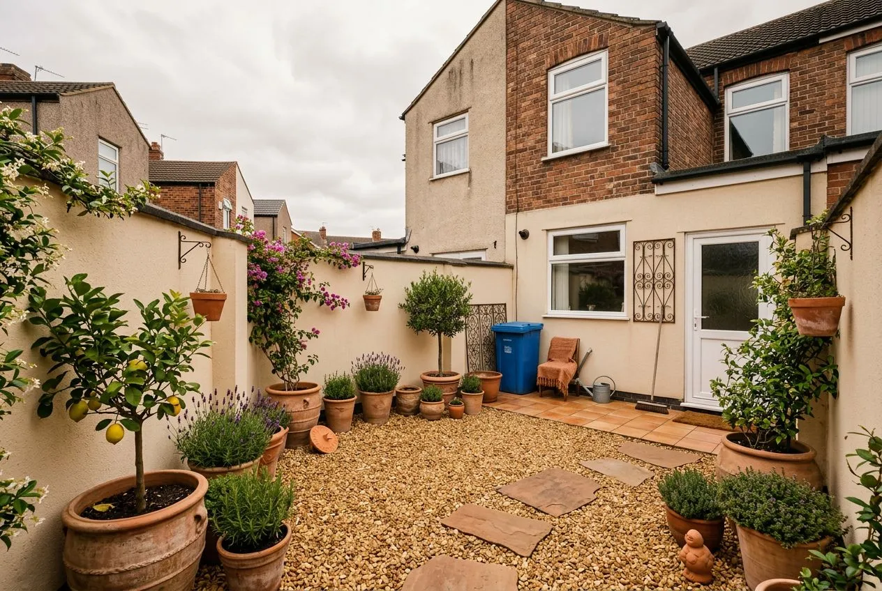 Courtyard Garden redesigned in the Mediterranean garden style