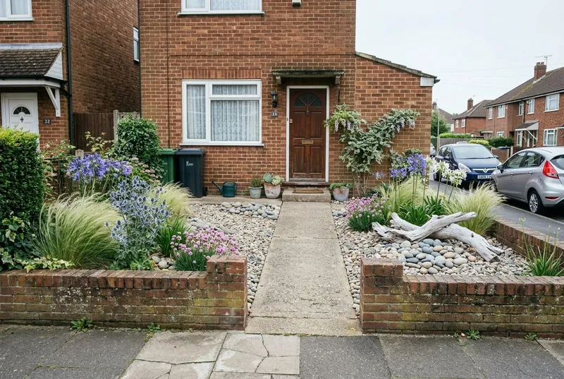 A front garden redesigned in the Coastal garden style