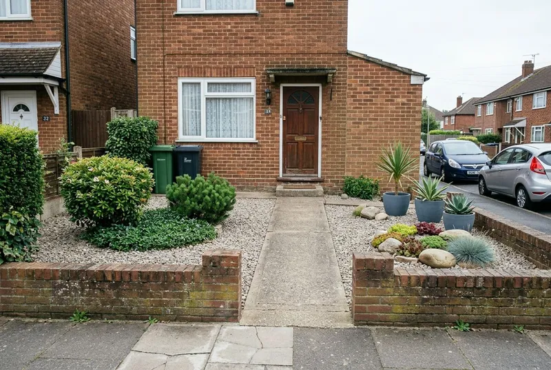 A front garden redesigned in the Low Maintenance garden style