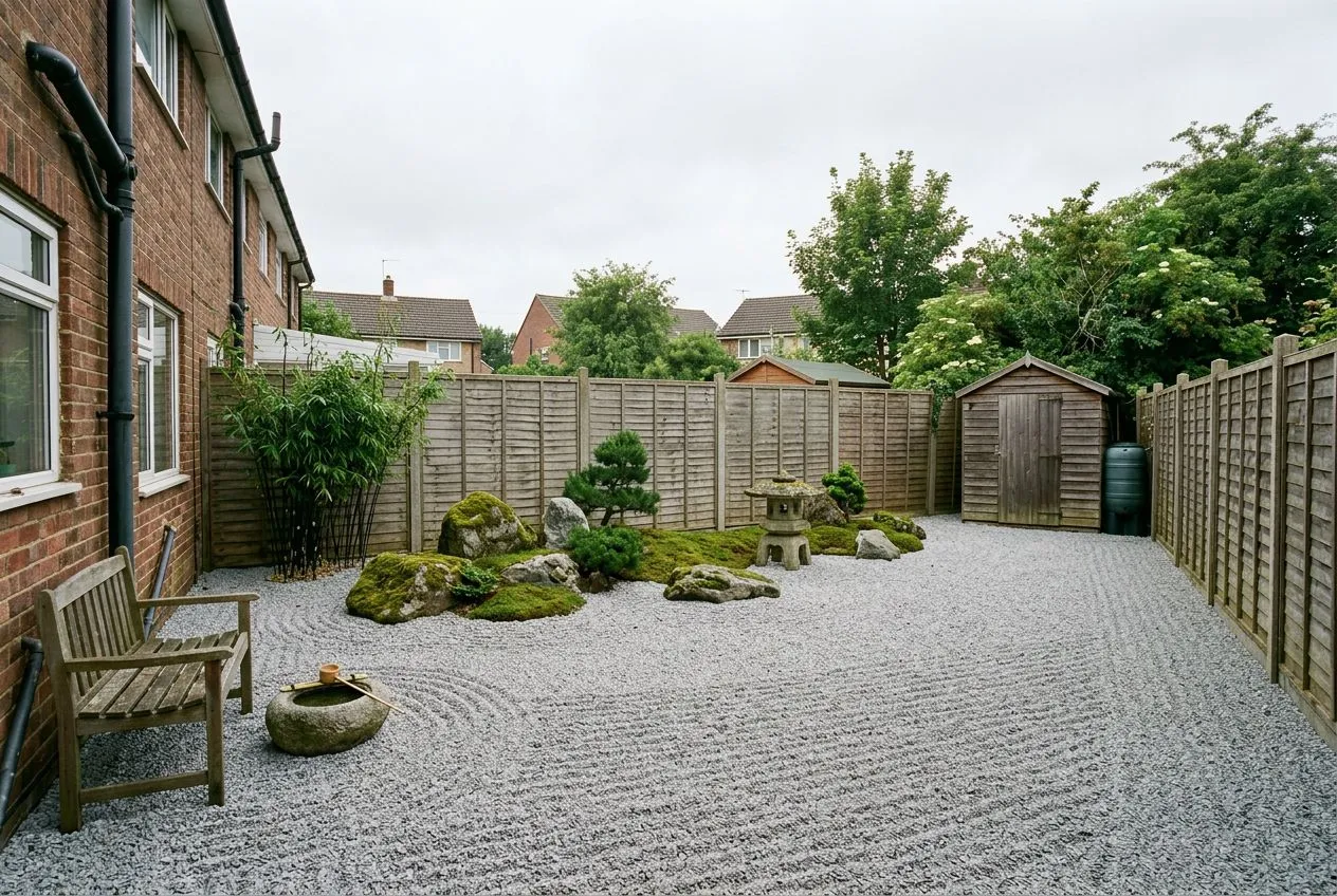 A garden redesigned in the Japanese Zen style