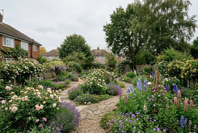 Large Garden redesigned in the English Cottage garden style