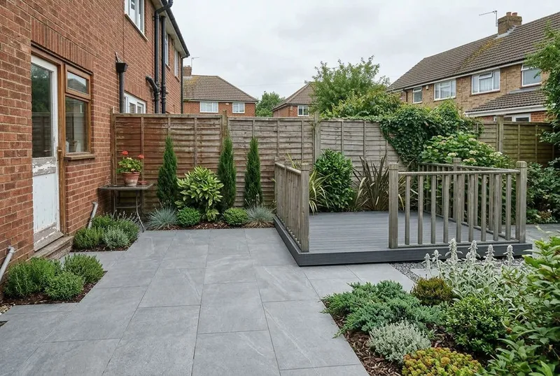 A patio & decking redesigned in the Low Maintenance garden style