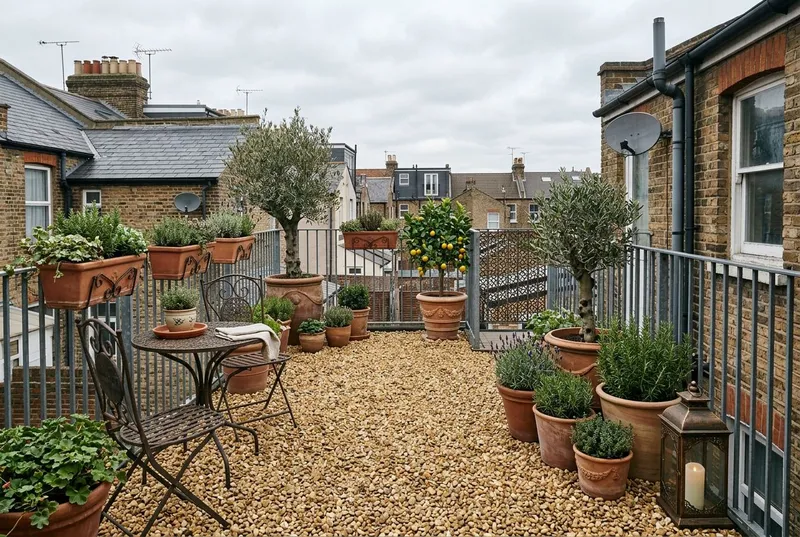 Rooftop Terrace redesigned in the Mediterranean garden style