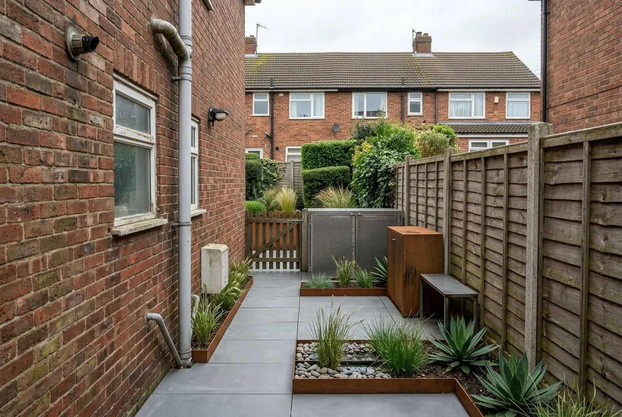 Side Garden redesigned in the Modern Minimalist garden style