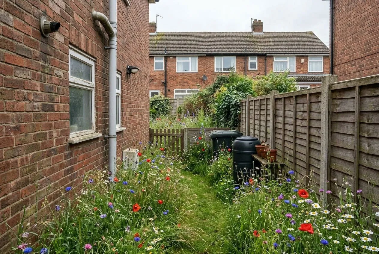 Side Garden redesigned in the Wildflower Meadow garden style