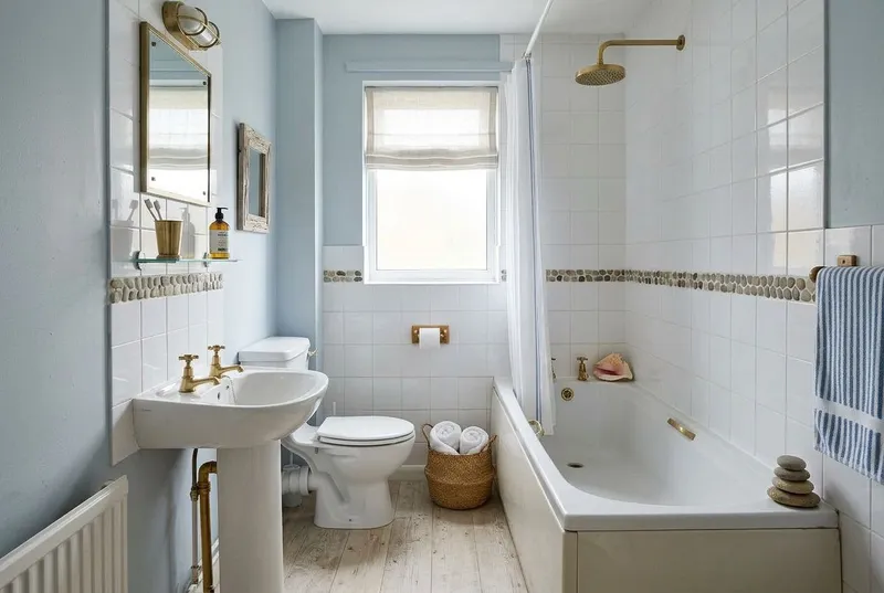 Bathroom redesigned in the Coastal interior style
