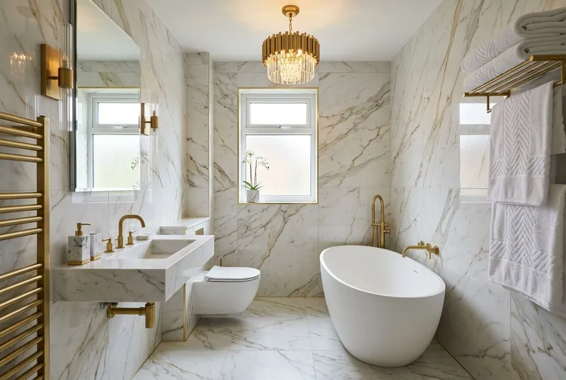 Bathroom redesigned in the Luxury interior style