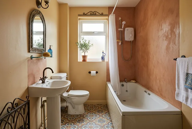 Bathroom redesigned in the Mediterranean interior style