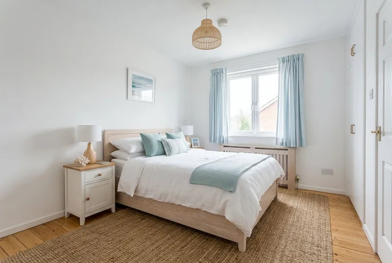 Bedroom redesigned in the Coastal interior style