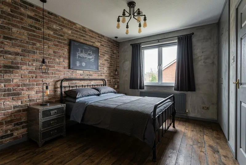 Bedroom redesigned in the Industrial interior style