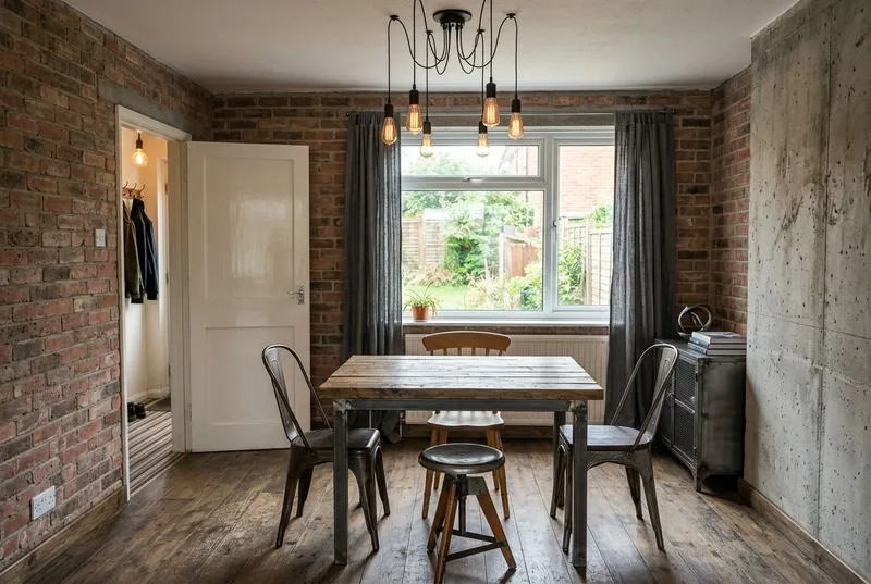 Dining Room redesigned in the Industrial interior style