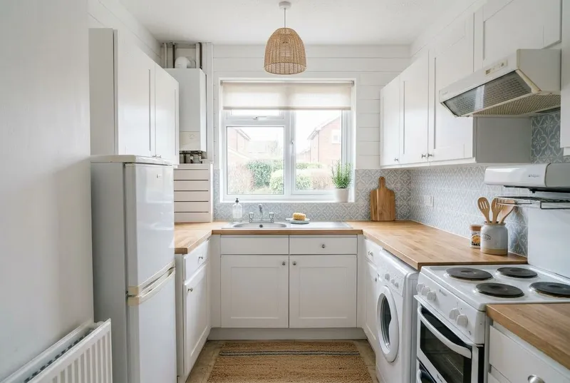 Kitchen redesigned in the Coastal interior style