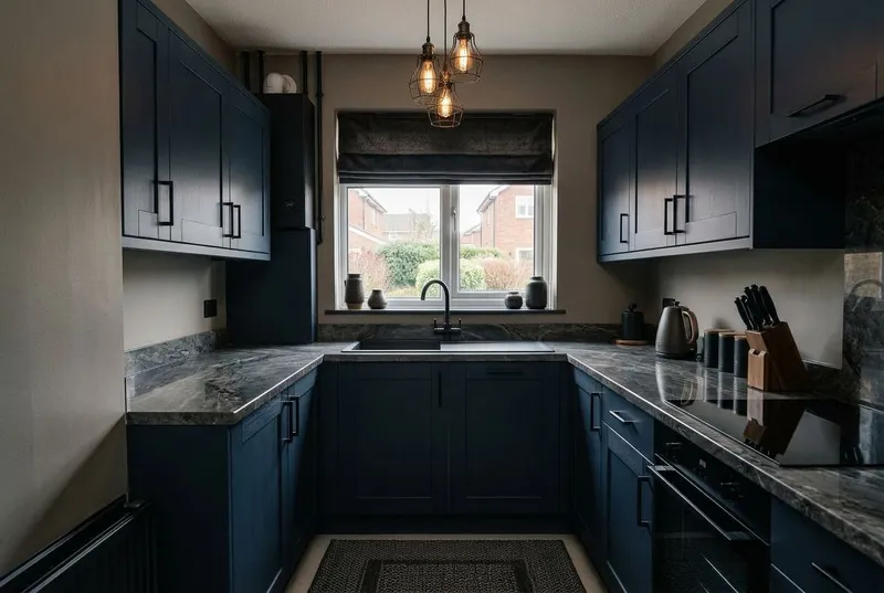 Kitchen redesigned in the Dark & Moody interior style