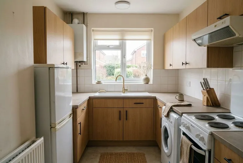 Kitchen redesigned in the Japandi interior style