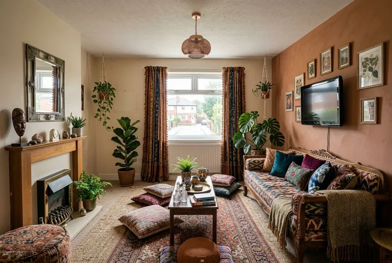 Living Room redesigned in the Bohemian interior style